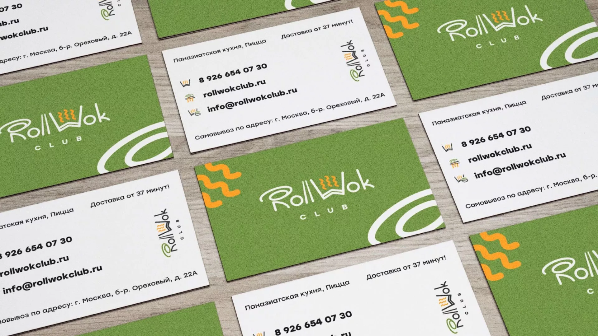 Разработка дизайна визиток суши-бара «Roll Wok Club» в Воркуте
